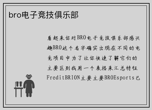 bro电子竞技俱乐部
